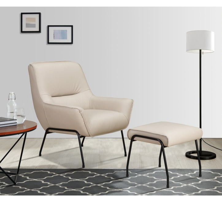 Lindo Chair + Stool (Cream Leather)