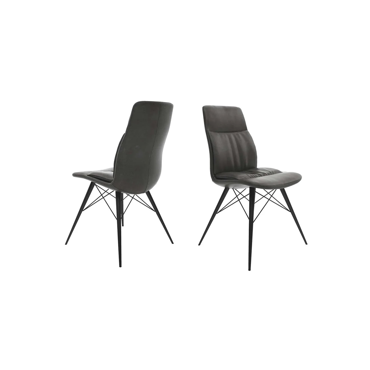 Alexa Vintage Grey Leather Dining Chair