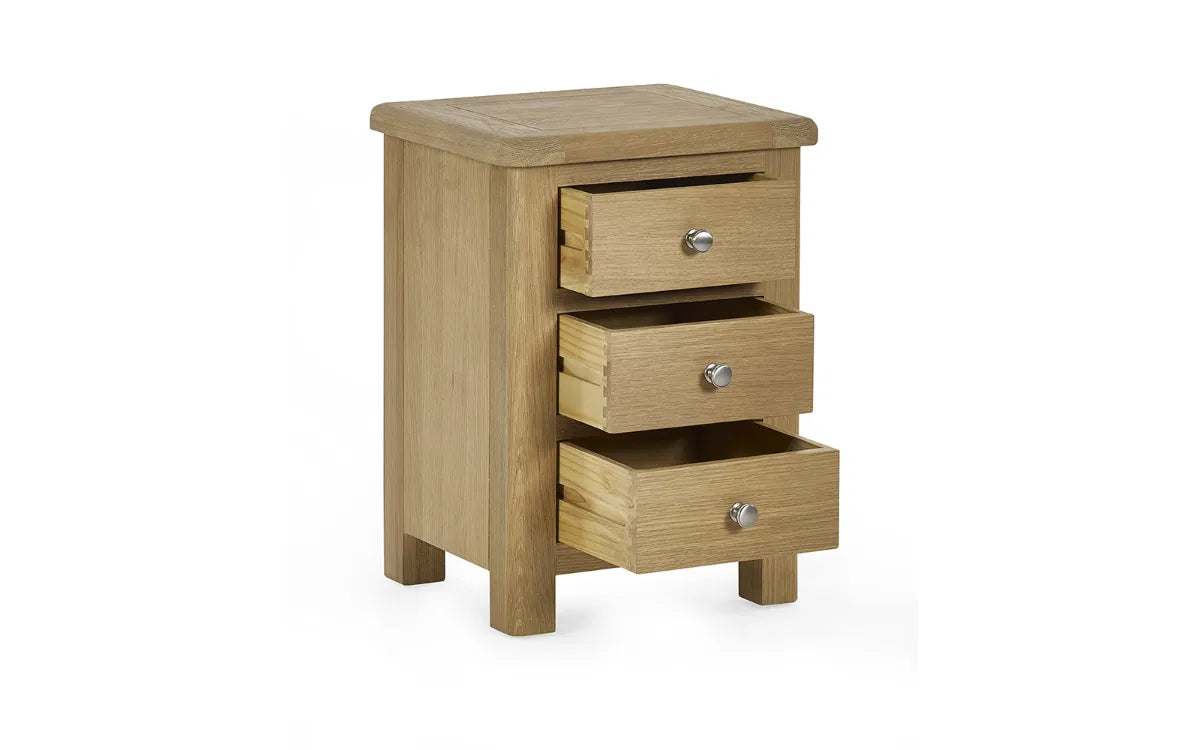 Memphis Limed Oak 3 Drawer Bedside