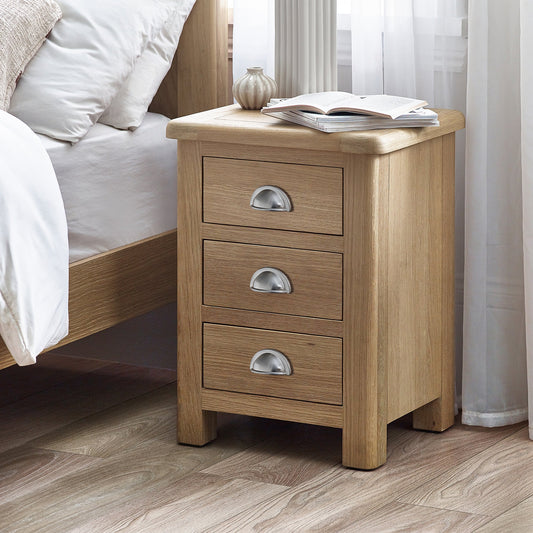 Memphis Limed Oak 3 Drawer Bedside