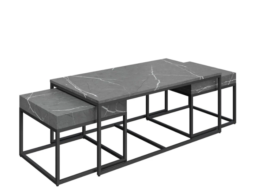 Delma Grand Grey Marble Effect Coffee Table Set