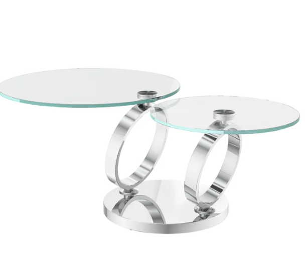 Olympia Clear Glass Swivel Extending Coffee Table
