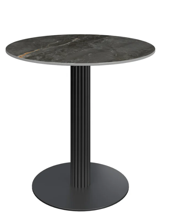 Cartier 80cm Round Gloss Grey Ceramic Dining Table