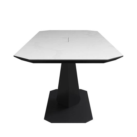 Vizarri 180-220Cm Matte White Ceramic Auto-Rise Extending Dining Table