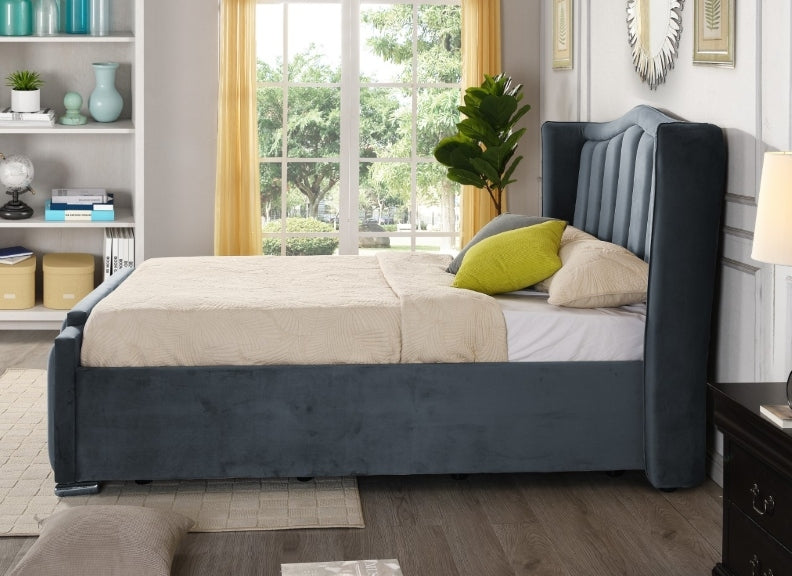 Clare Grey Velvet Storage Bedframe