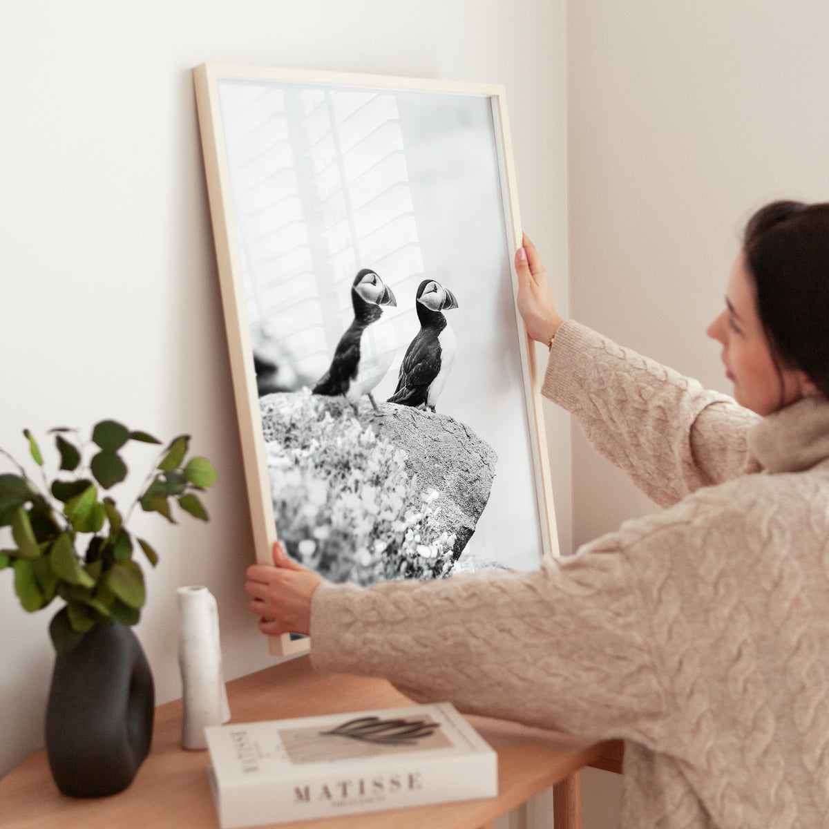 Puffins – Wildlife (black & white)