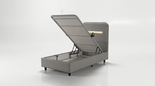The Hempoil 3ft Bed & Mattress Set | Accent LED | Ottoman Storage
