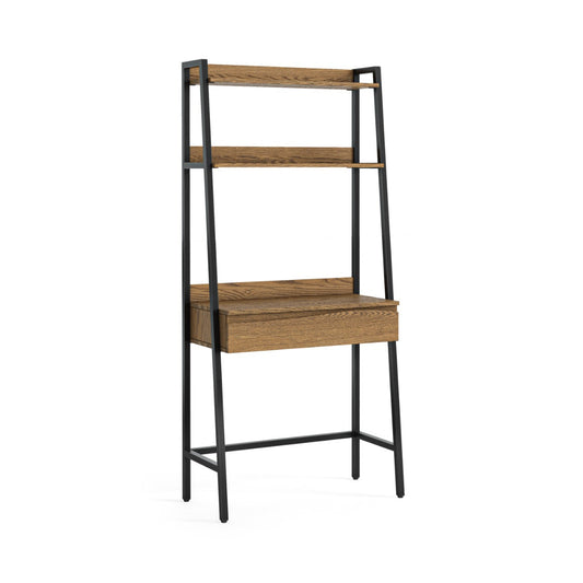 Compact Jersey Desk With Integrated Bookcase