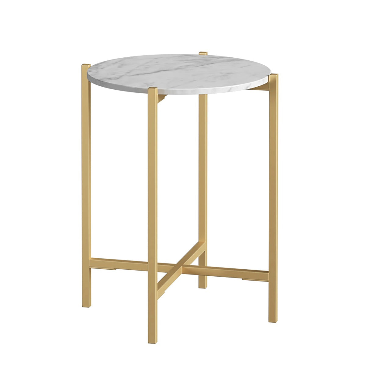 Marmora Side Table - Gold Base White Marble