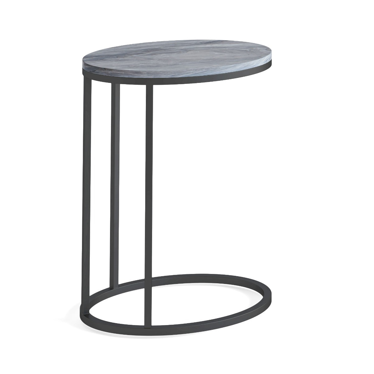 Marmora Oval C Side Table - Grey Base Grey Marble