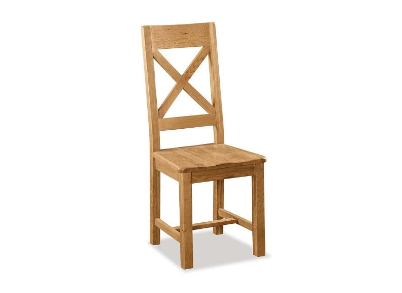 Set Of Two Salisbury Oak Cross Back Dining Chairs With Solid Seats