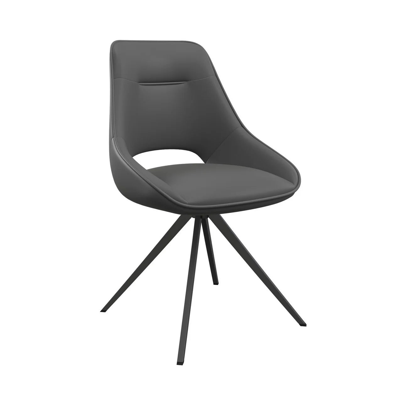 Cerutti Leather Swivel Dining Chair Grey