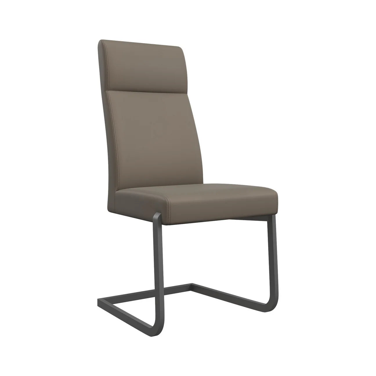 Dante Leather Dining Chair With Grey Frame Taupe