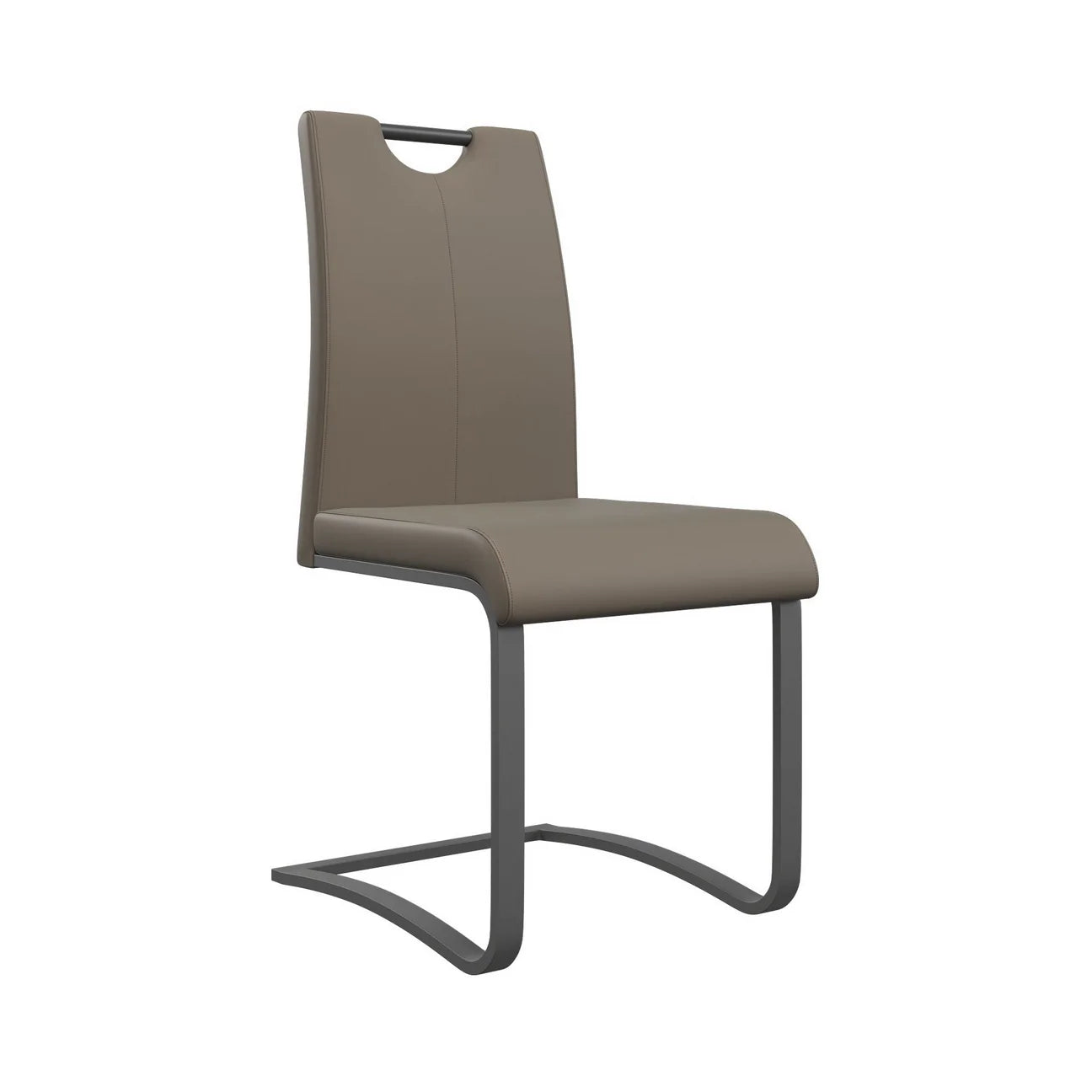 Gabi Leather Dining Chair With Grey Frame Taupe