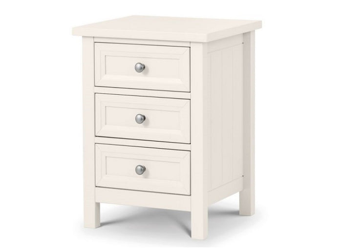 Maine Surf White Bedside Table With Three Drawers