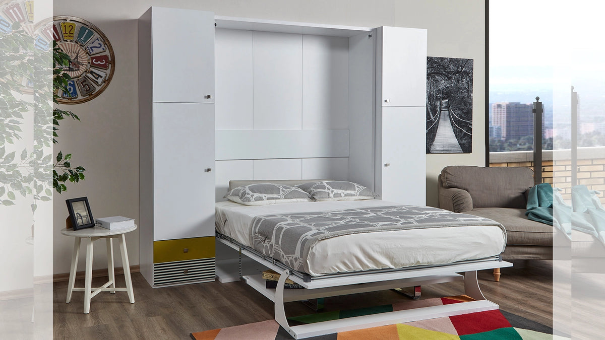 The Loft Desk Wall Bed | With Gold Mattress | 144 cm Desk | Multimo