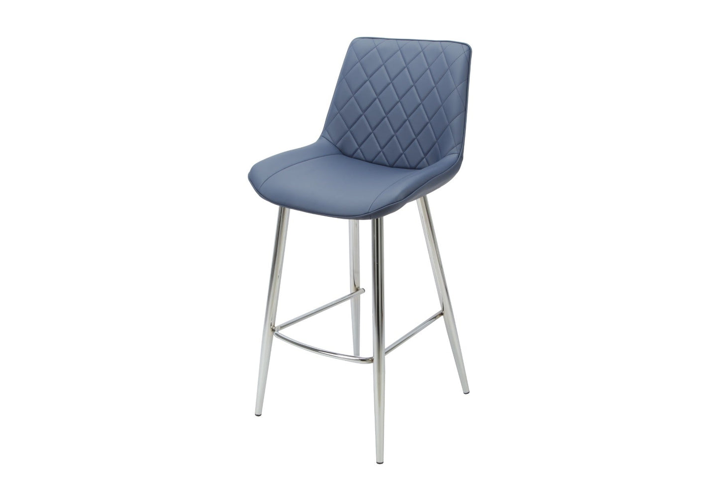 Silvia Bar Stool Blue - Chrome Legs