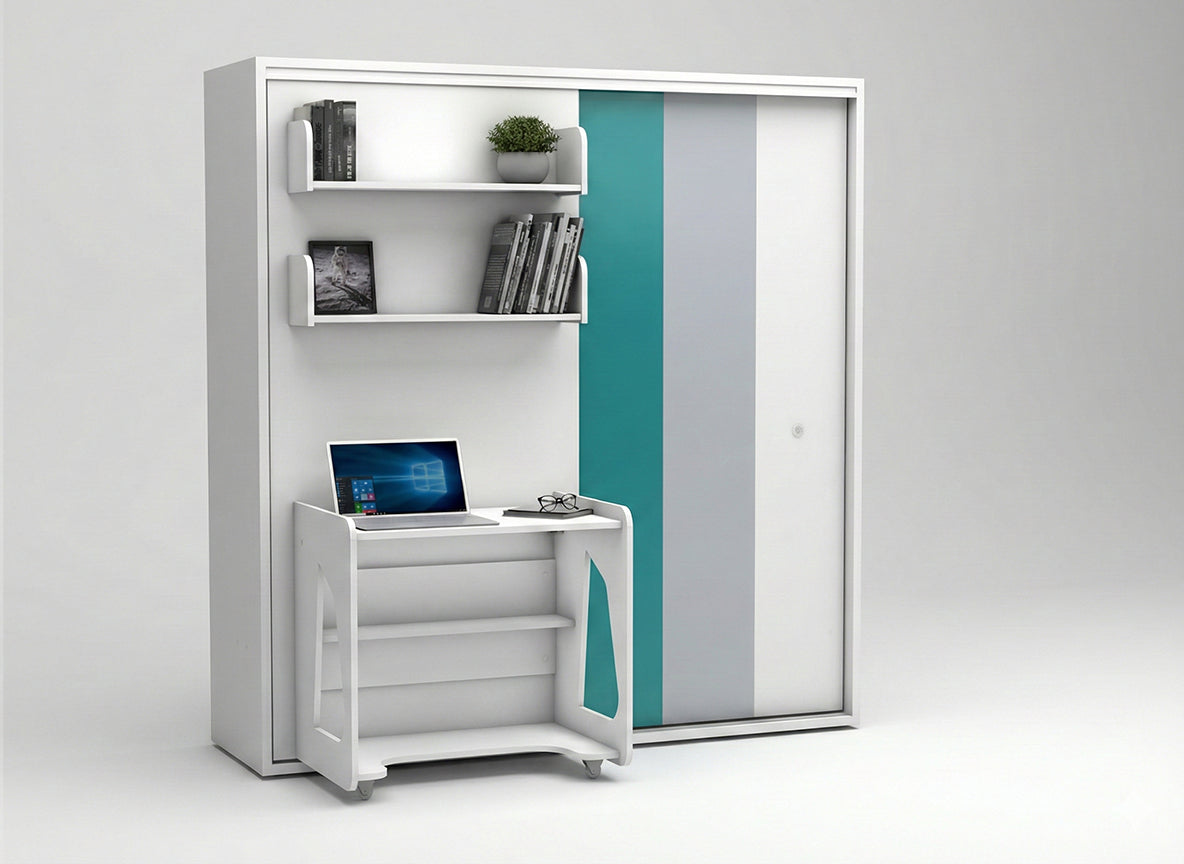 The Studio 5 Wall Bed | With Mattress | Desk & Wardrobe | Multimo