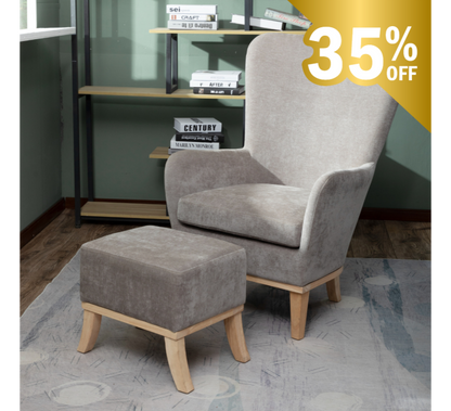 Chair + Footstool 1986 Light Grey