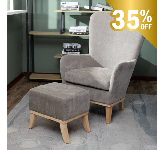 Chair + Footstool 1986 Light Grey