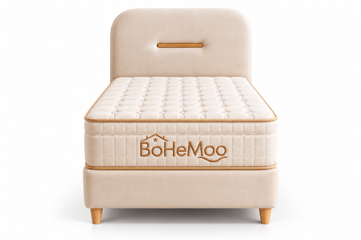 The BoheMoo 3ft Bundle Set | Ottoman Storage | Bed + Headboard + Mattress + Pillow + Duvet