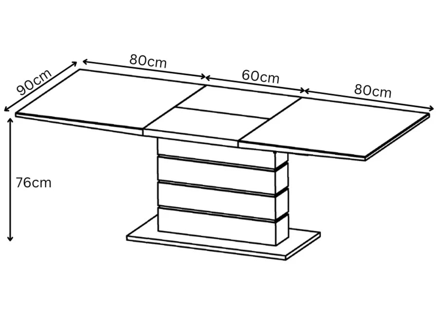 Massimo 160-220Cm High Gloss Butterfly Extending Dining Table