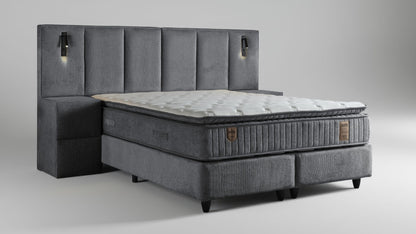 The Arte XL Ottoman Bed | With Bedside Tables, LED Lights & USB Ports