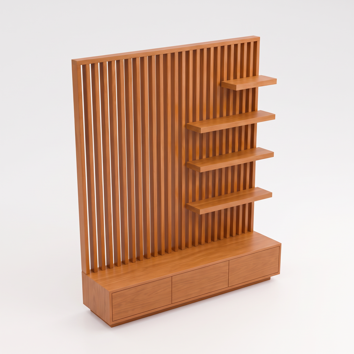 Modena | Slatted Room Divider with Display Shelves & Storage