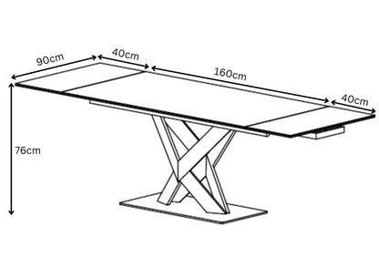 Kenzo 160-240Cm Gloss White Ceramic Pull-Out Extending Dining Table