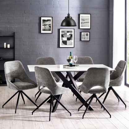 Bradley White Marble Dining Table