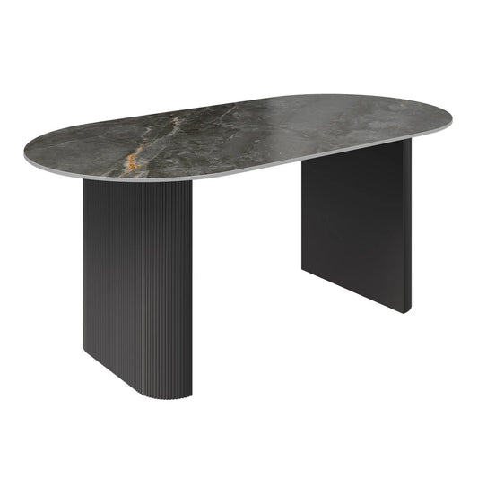 Cartier Gloss Grey Ceramic Dining Table