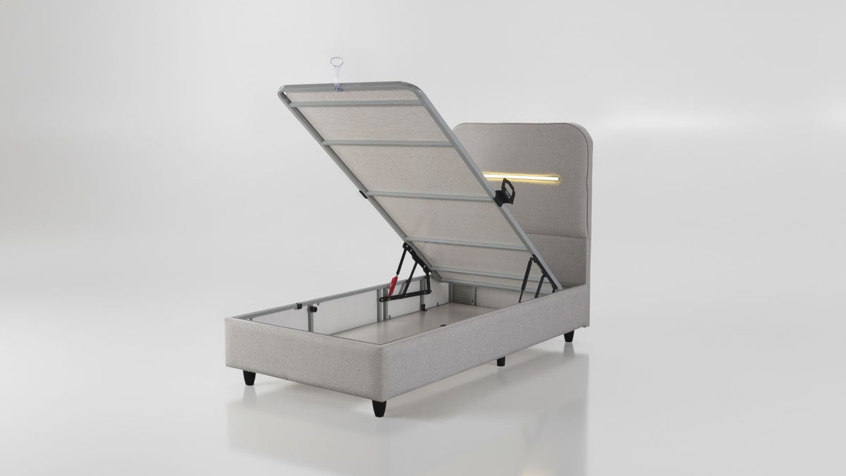 The Hempoil 3ft Bed & Mattress Set | Accent LED | Ottoman Storage