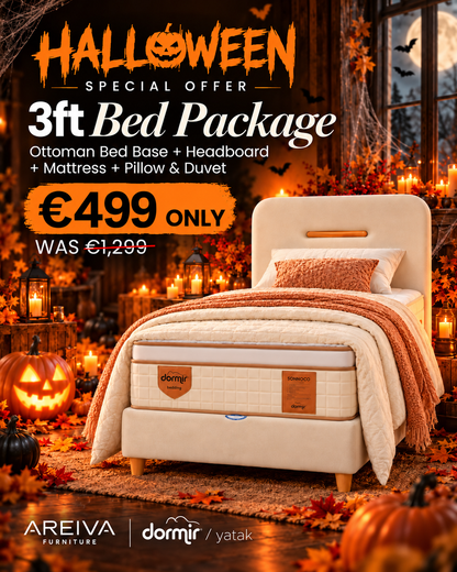 The BoheMoo 3ft Bundle Set | Ottoman Storage | Bed + Headboard + Mattress + Pillow + Duvet