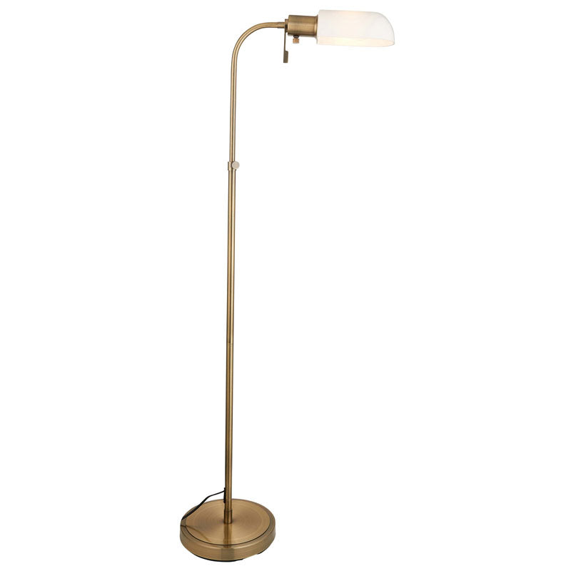 Pharmacy 1 Floor Lamp Antique Brass Opal Glass
