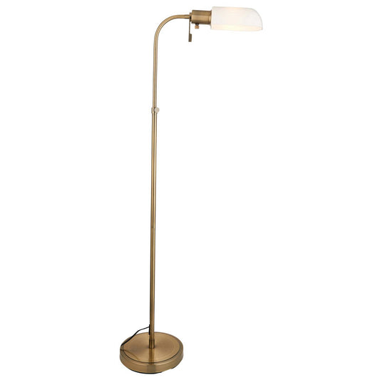 Pharmacy 1 Floor Lamp Antique Brass Opal Glass