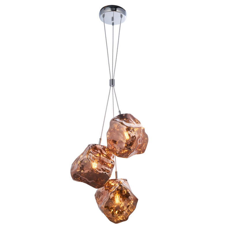 Rock 3 Pendant Light Copper