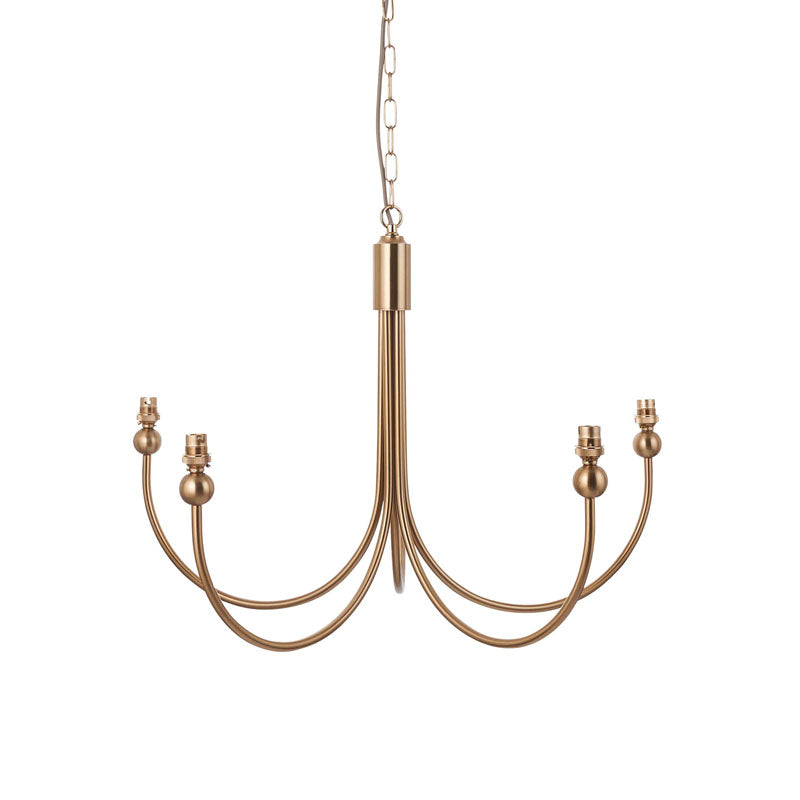 Santiago 5 Pendant Light Fitting Curved Brass