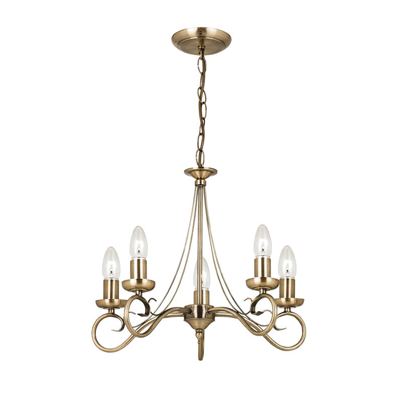 Trafford 5 Pendant Light Antique Brass