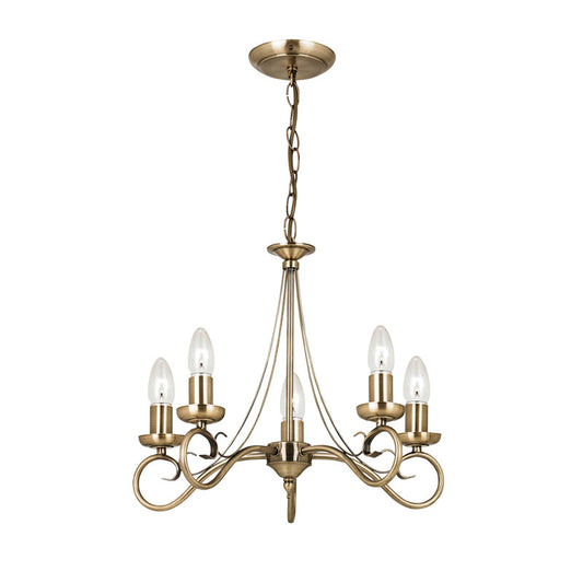 Trafford 5 Pendant Light Antique Brass