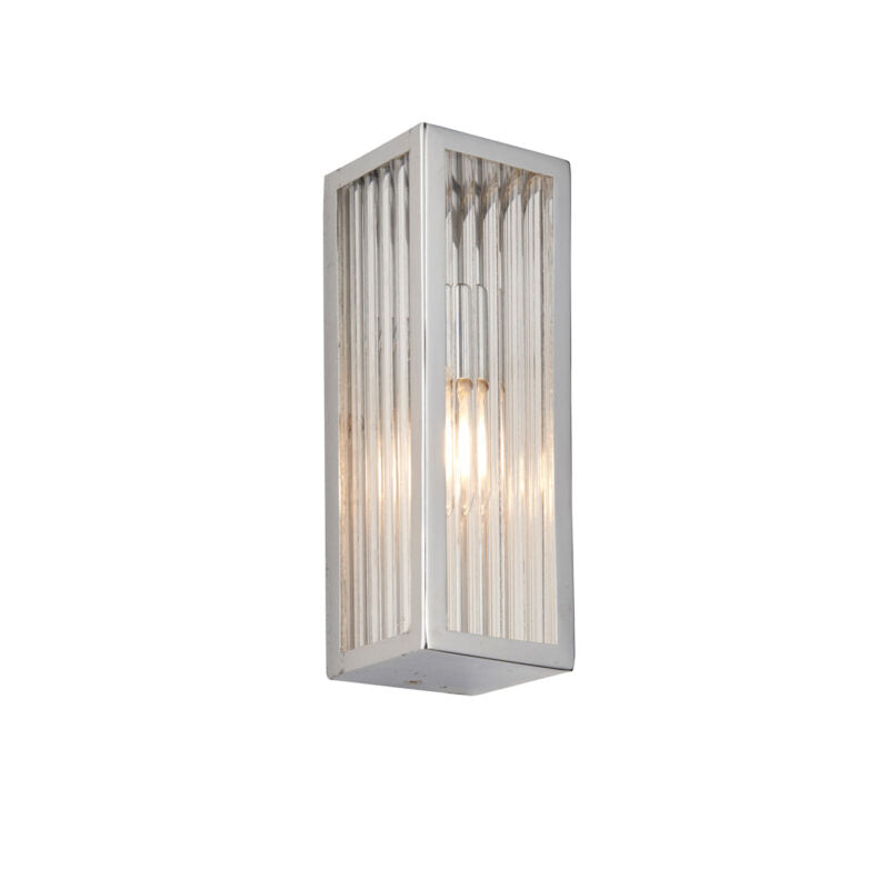 Newham Bathroom 1 Wall Light Chrome/Clear Ribbed