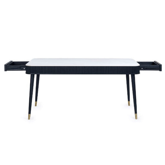 Louis Fluted Stone Top Dining Table With Drawers