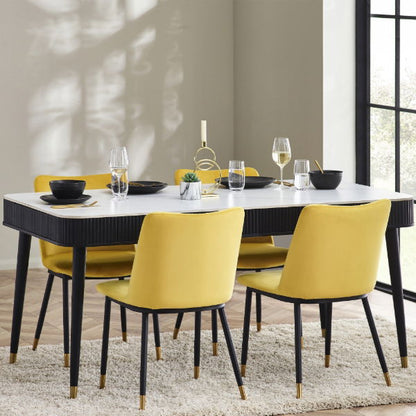 Louis Fluted Stone Top Dining Table With Drawers