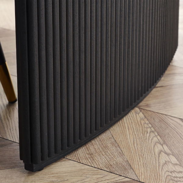 Louis Black Fluted Extending Dining Table