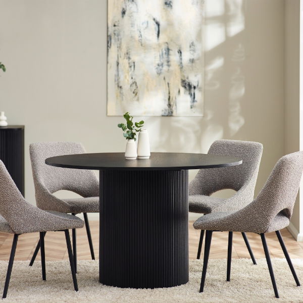 Louis Black Fluted Round Dining Table