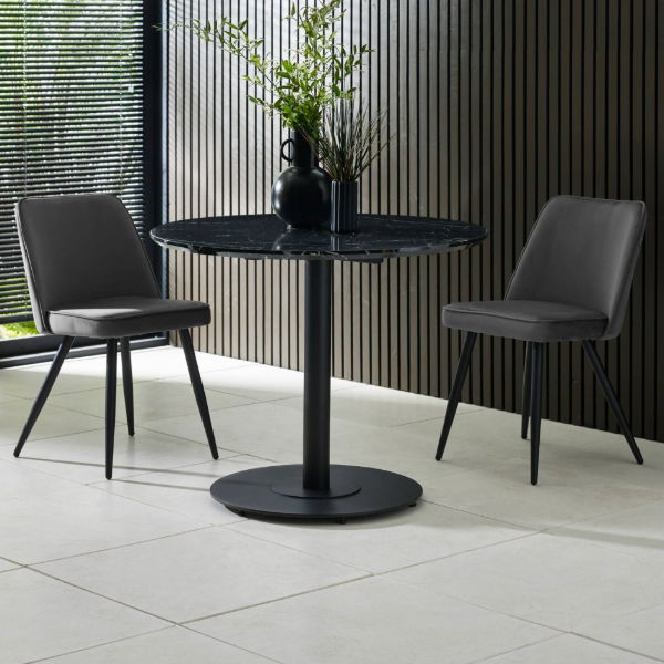 Luca Black Marble Round Dining Table