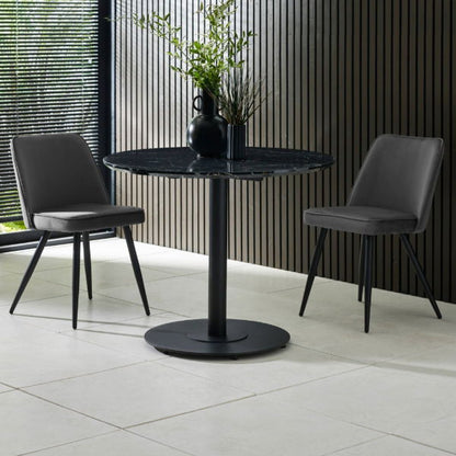Luca Black Marble Round Dining Table