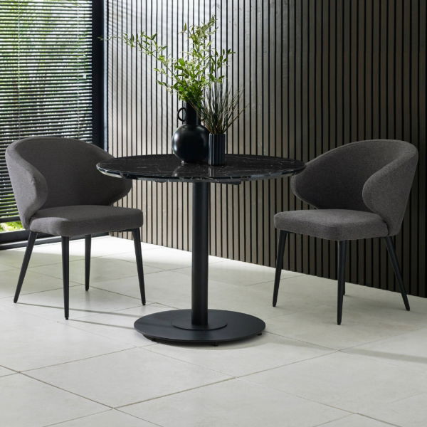 Luca Black Marble Round Dining Table