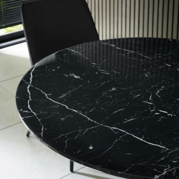 Luca Black Marble Round Dining Table