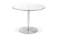 Milan Round Glass Brushed Steel Pedestal Table