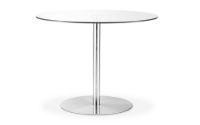 Milan Round Glass Brushed Steel Pedestal Table